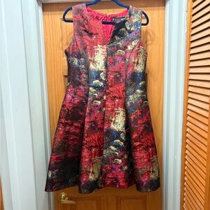 Elegant Red Patterned Women's dress